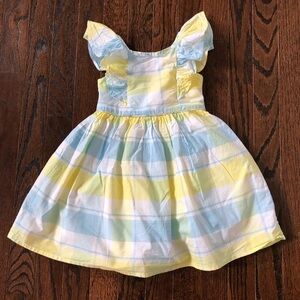 *EUC* Tommy Bahama Girls 3T Blue/Yellow/White Flutter Sleeve A-Line Summer Dress